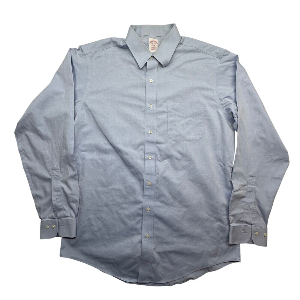Brooks Brothers 346 Regular Fit Long Sleeve Button Up Shirt Mens 16-6/7 Blue